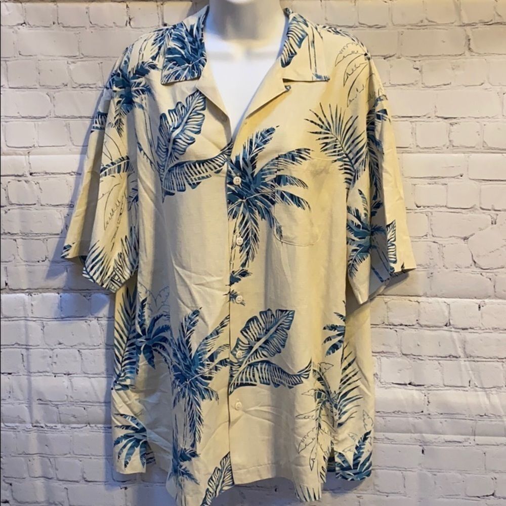 Paradise Collection Hawaiian Button Down Shirt Palm Leaf Print Men’s Size L